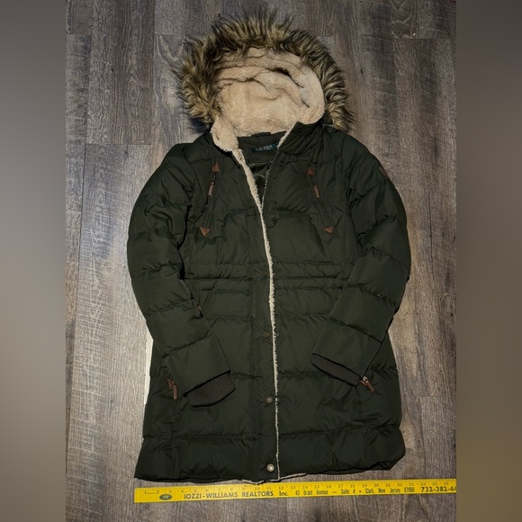 Ralph Lauren Dark Green Puffer with Fur Trim - Picture 2 of 3